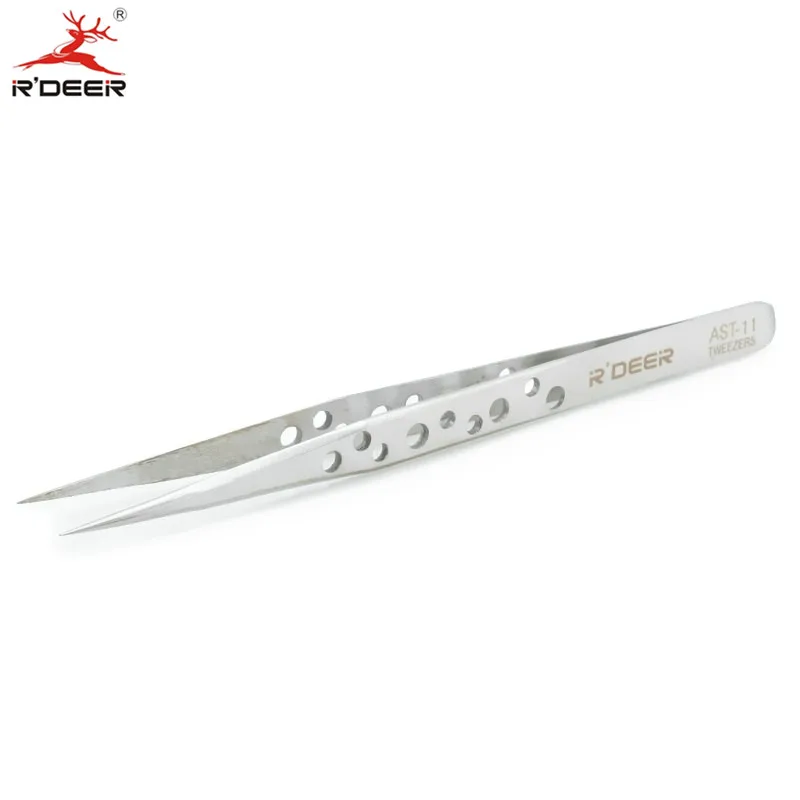 

RDEER Precision Tweezers Stainless Steel Hard Thick Electronics Medical Tweezers Long Tip Anti-Skid Forceps Repair Multi Tools