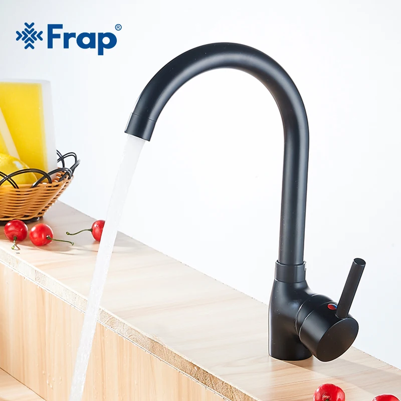 

Frap Modern Single Handle Kitchen Faucets Hot & Cold Water Kitchen Sink Faucet Flexible Kitchen Taps Black Kitchen Tap Y40092-1