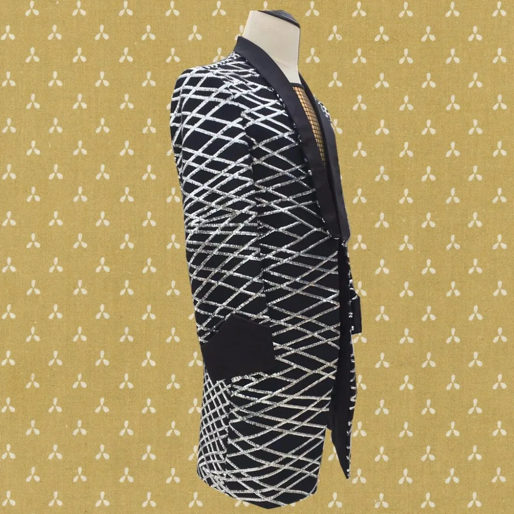 Высококачественный мужской длинный пиджак модный приталенный в полоску с