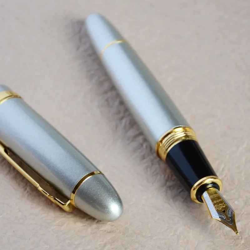 JINHAO 159 серебряный песок и золотой СРЕДНИЙ перо с широким основанием авторучка зеленый оранжевый белый черный 19 цветов на выбор