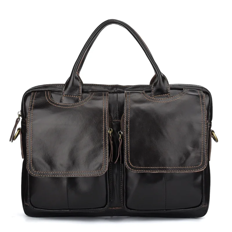 

2018New Oil Waxed Genuine Leather Men's Crossbody Shoulder Messenger Bag 13inch Laptop Ipad Tablet Notebook Zipper Business Bags