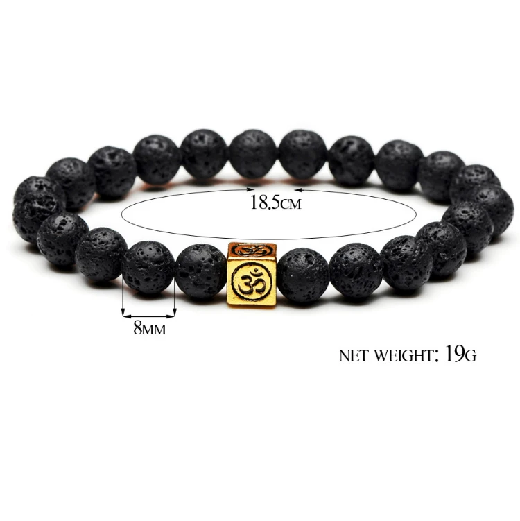 Режущий браслет гальванизированный квадратный Ом 8 мм натуральный камень Lan Pine