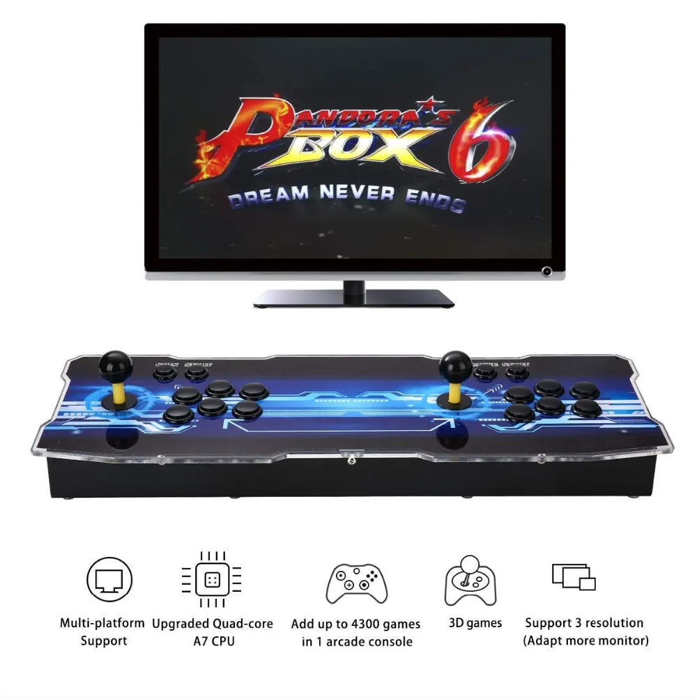 [1300 HD игр] реальная Pandora Box 6 ретро 3D аркадная Консоль 2 игрока игра управления