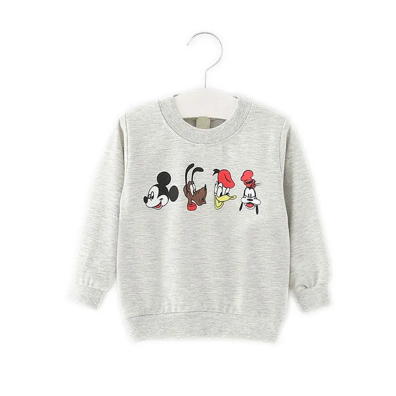 Malayu Baby brand spring baby cartoon long-sleeved T-shirt, cotton O-neck multicolor sweatshirt 6-24 months infant clothing - Цвет: gray