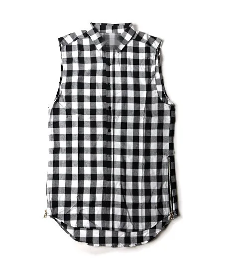 Мужская клетчатая рубашка Chris Brown черная удлиненная футболка без рукавов с