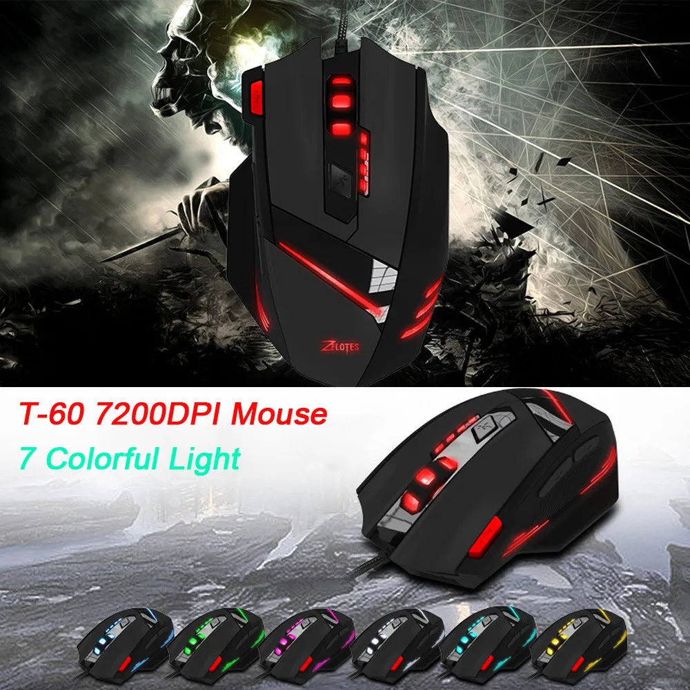 Профессиональная проводная мышь для компьютерных игр T 60 7200DPI профессиональная