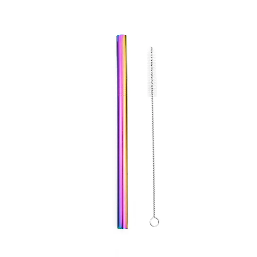 Rainbow Металлическая соломинка, соломинка из нержавеющей стали, многоразовые соломинки для питья, 12 мм, смузи, тапиока, жемчуг, скошенный, вечерние, 1 шт - Цвет: Rainbow