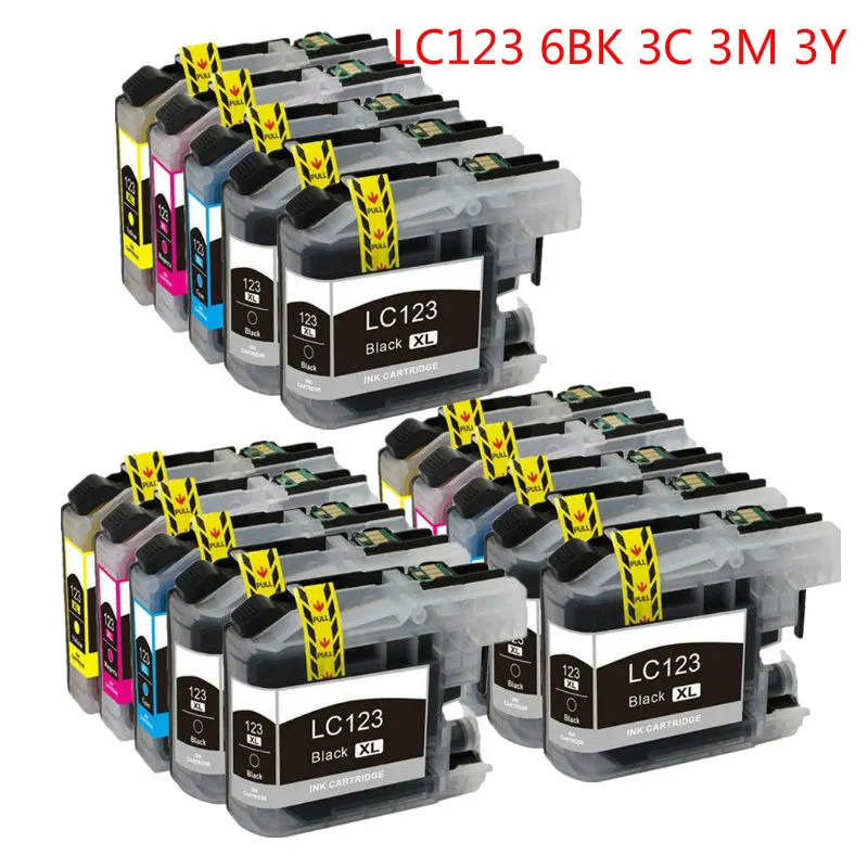 6BK 3C 3M 3Y LC123 XL совместимые картриджи для Brother сколы DCP-J4110DW MFC J4410DW J4510DW - Цвет: 6BK 3C 3M 3Y