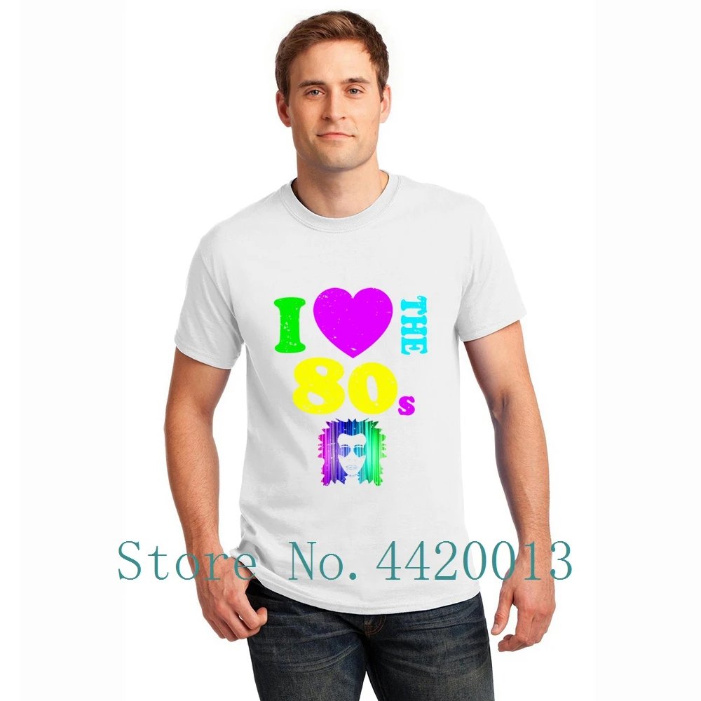 personalized tee shirt Crew Neck i love the 80sneon punk rocker glowing Original Spring Autumn Novelty Pop Top Tee t men Мужская
