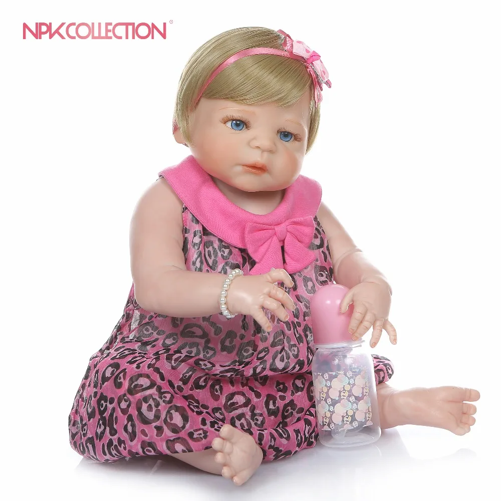 Кукла младенец NPKCOLLECTION силиконовая 56 см светлые волосы|Куклы| |