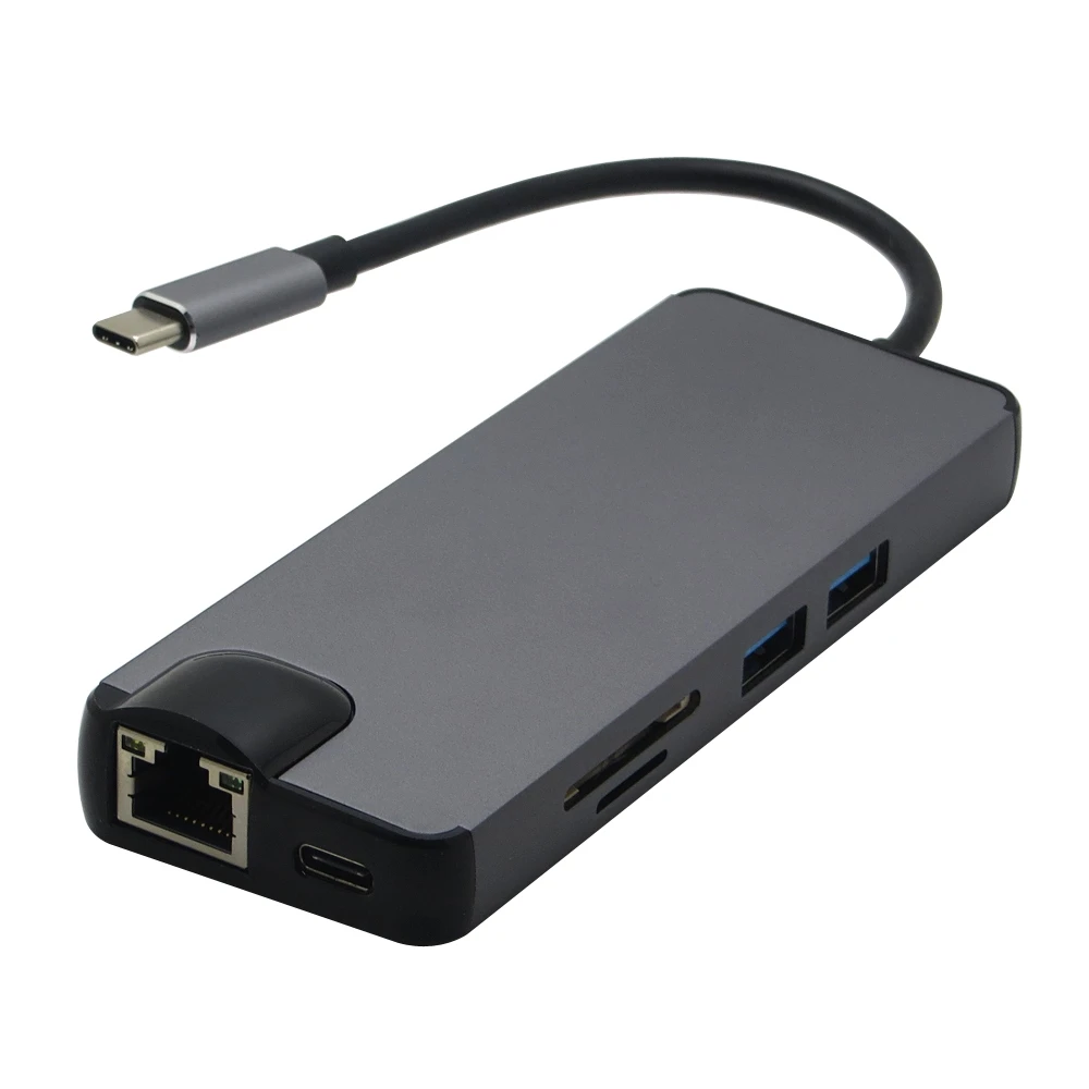 Адаптер 8 в 1 USB Type C для HDMI 4K VGA RJ45 устройство чтения SD/TF карт адаптер Macbook 5 шт./лот |