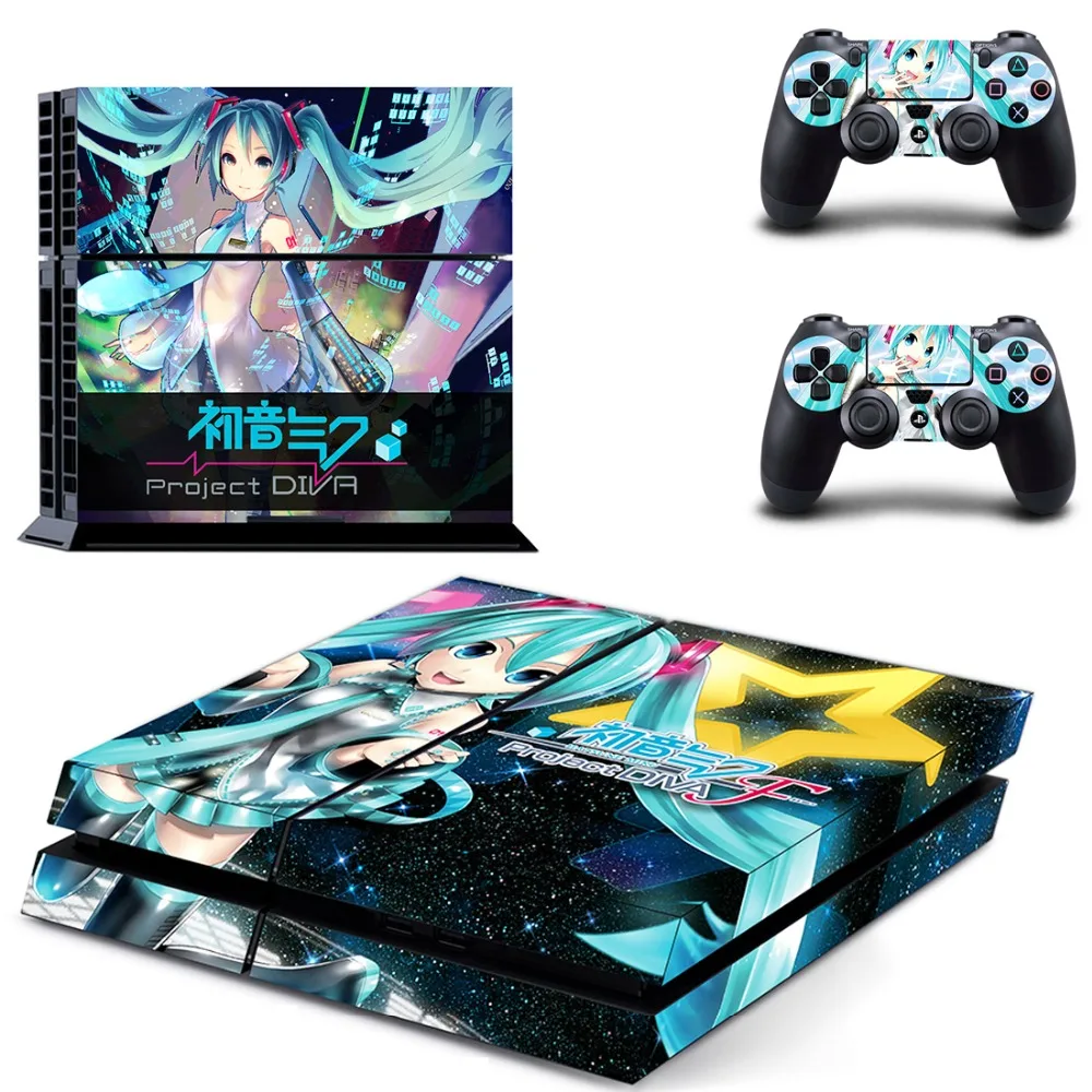 Аниме милая девушка Hatsune Miku PS4 наклейка на кожу Виниловая для Sony Playstation 4 консоль и 2