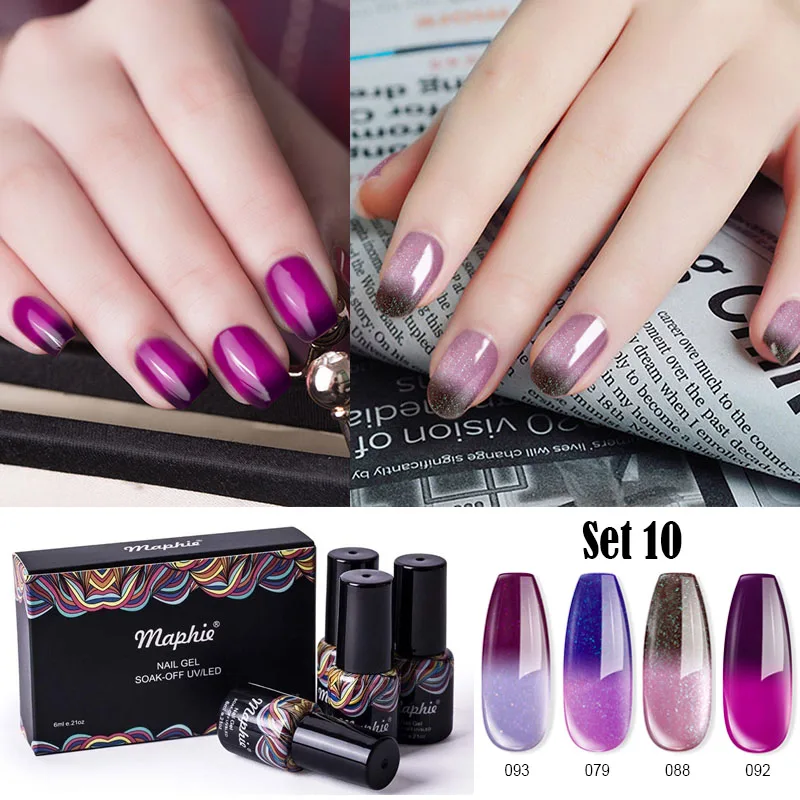 set 10 Maphie, 4 шт./лот, красный цвет, Гель-лак для ногтей, набор с коробкой, блестящий блеск, УФ лак для ногтей, лак, стойкий светодиодный Гибридный гель - Цвет: set 10