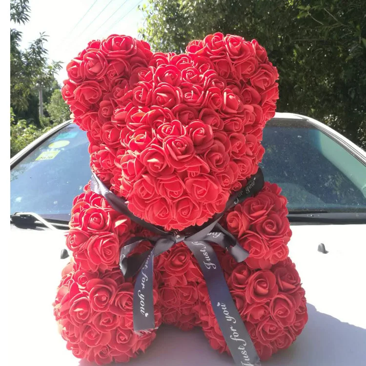 Forever Rose Bear LED Light Dolls PE искусственный созданный вручную любовь вечный цветок