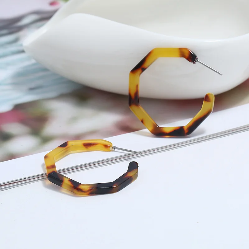 Bohemian Geometric Statement Hoop Earrings Fashion Jewelry Round Circel Leopard Printed Acrylic Drop for Women Female | Украшения и
