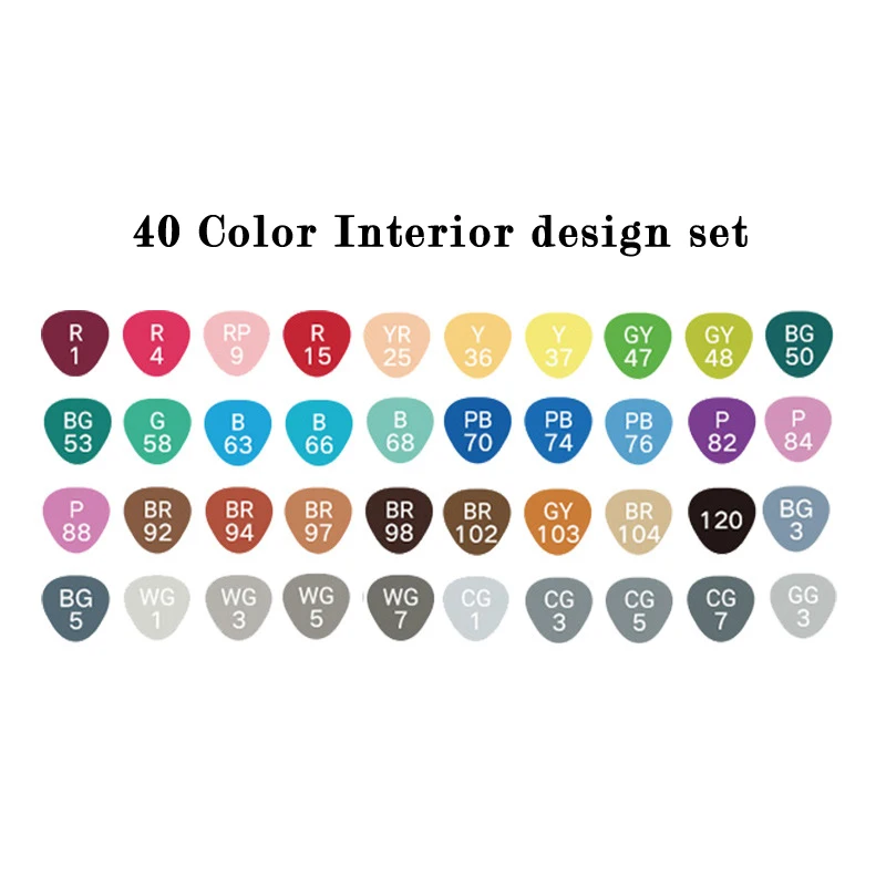 40 Color Interior Художественный маркер 168 цветов маркер на спиртовой основе маркер ручка двойная головка кисть для эскиза ручка маркер набор художественные канцелярские принадлежности - Цвет: 40 Color Interior