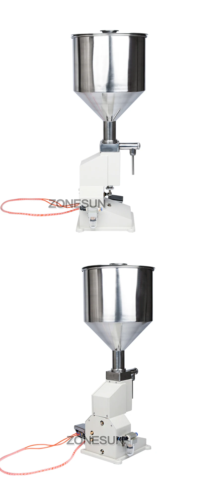 ZONESUN A02 пневматическая машина для наполнения из нержавеющей стали arecipe паста разливочная машина 5-50 мл крем пищевая паста мед