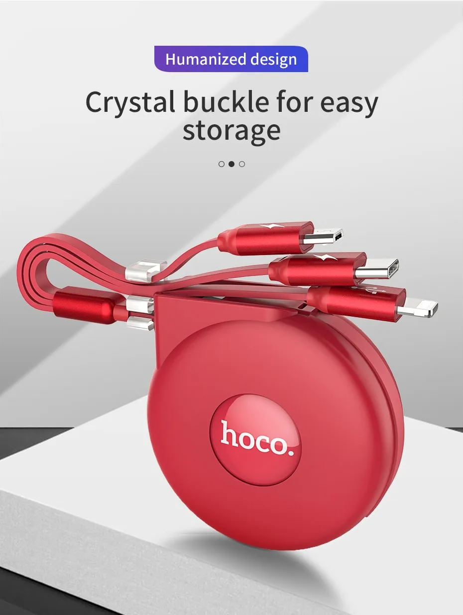 HOCO 3 в 1 usb зарядный кабель гибкий Регулируемый USB Быстрый зарядный кабель Micro USB+ USB 3,1 Тип C для iPhone samsung huawei