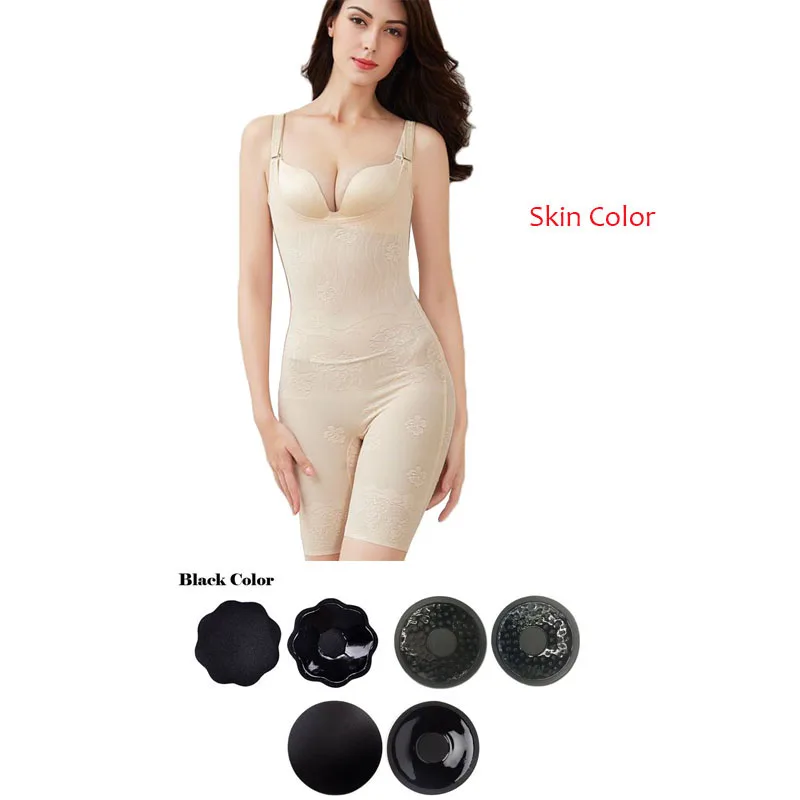 Skin-Black Women Waist Cincher Belt With Chest Hip Lift Leg Thigh Slimmer Hot Body Shaper High Waist Slimming Panties Stomach Girdle Corset - Цвет: Skin-Black