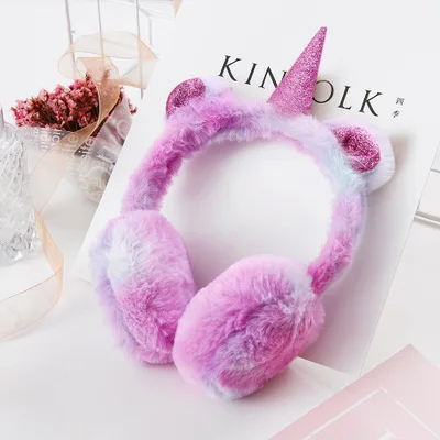 Качественные детские милые плюшевые наушники Unicornio, новинка, Мультяшные зимние наушники для ушей, теплые, cache Oreille, новинка, чехол для ушей, подарок - Цвет: Флуоресцентный желтый
