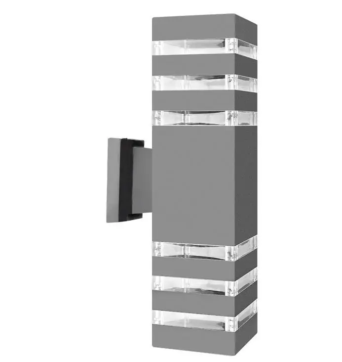 Dark Grey Современный водонепроницаемый вверх вниз алюминиевый Cuboid светодиодный настенный светильник с двойной головкой настенный светильник Открытый E27 розетка AC 85-240V - Испускаемый цвет: Dark Grey