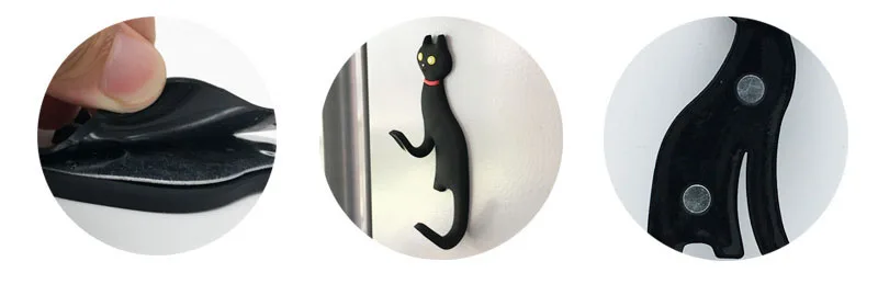 1Pcs 3D Wall Stickers Fridge Magnet Black Cat Tail hook Wall Sticker Home Decor Kids Rooms Wall Decoration Fridge sticker