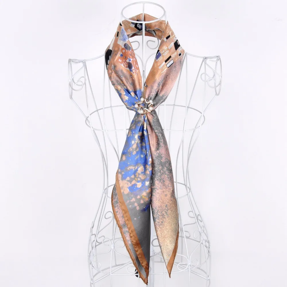 Модный женский шелковый шарф Бандана Хиджаб роскошный брендовый дизайнерский