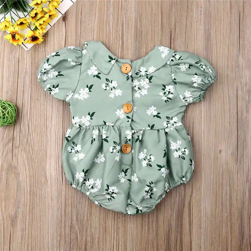 Детские комбинезоны с цветочным принтом для новорожденных девочек летняя одежда