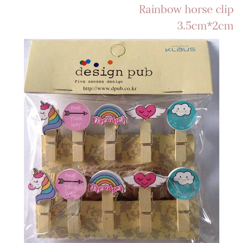 10pcs clips Вечерние одноразовые столовые приборы в виде единорога для 8 гостей скатерть с единорогом, салфетка для детского дня рождения - Цвет: 10pcs clips