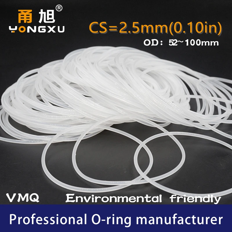 Белое Силиконовое уплотнительное кольцо силикон/VMQ cs2.5 мм OD52/55/56/58/60/65/70/75/80/85/90/95/100*2