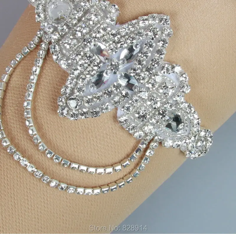Оптовая продажа роскошная хрустальная аппликация Стразы свадебная подвязка