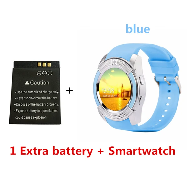 add one battery Смарт-часы V8 умные часы Bluetooth с сенсорным экраном наручные часы с камерой/слотом для sim-карты, водонепроницаемые Смарт-часы DZ09 Y1 VS M2 A1 - Цвет: add one battery