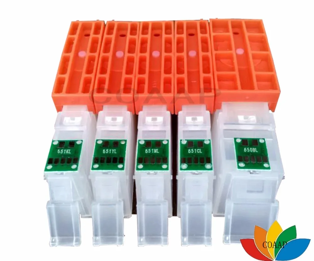 5 перезаправляемых картриджей CLI 651 PGI 650 XL для принтера Canon Pixma MG5560 MG6460 MG7160 MG7260 MG7560