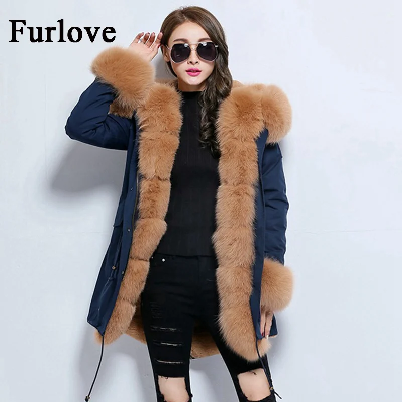 Women Winter Jacket Coat Real Fox Fur Collar Casual Vintage Coats Thick Parka Hooded Parkas Long Jackets DHL free shipping|womens winter