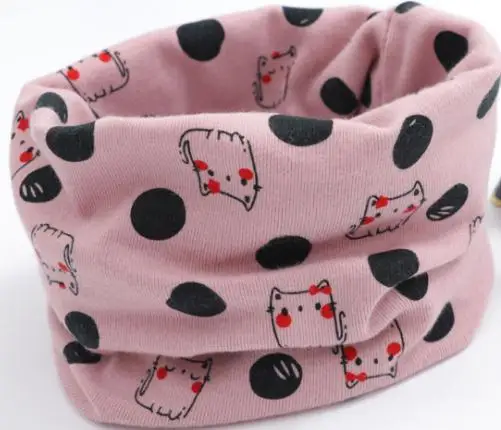 pink cat Коллекция года, весенне-осенний хлопковый шарф для девочек детский шейный платок с рисунком совы для девочек, детское кольцо с круглым вырезом, волшебный шарф для мальчиков, детская одежда - Цвет: pink cat