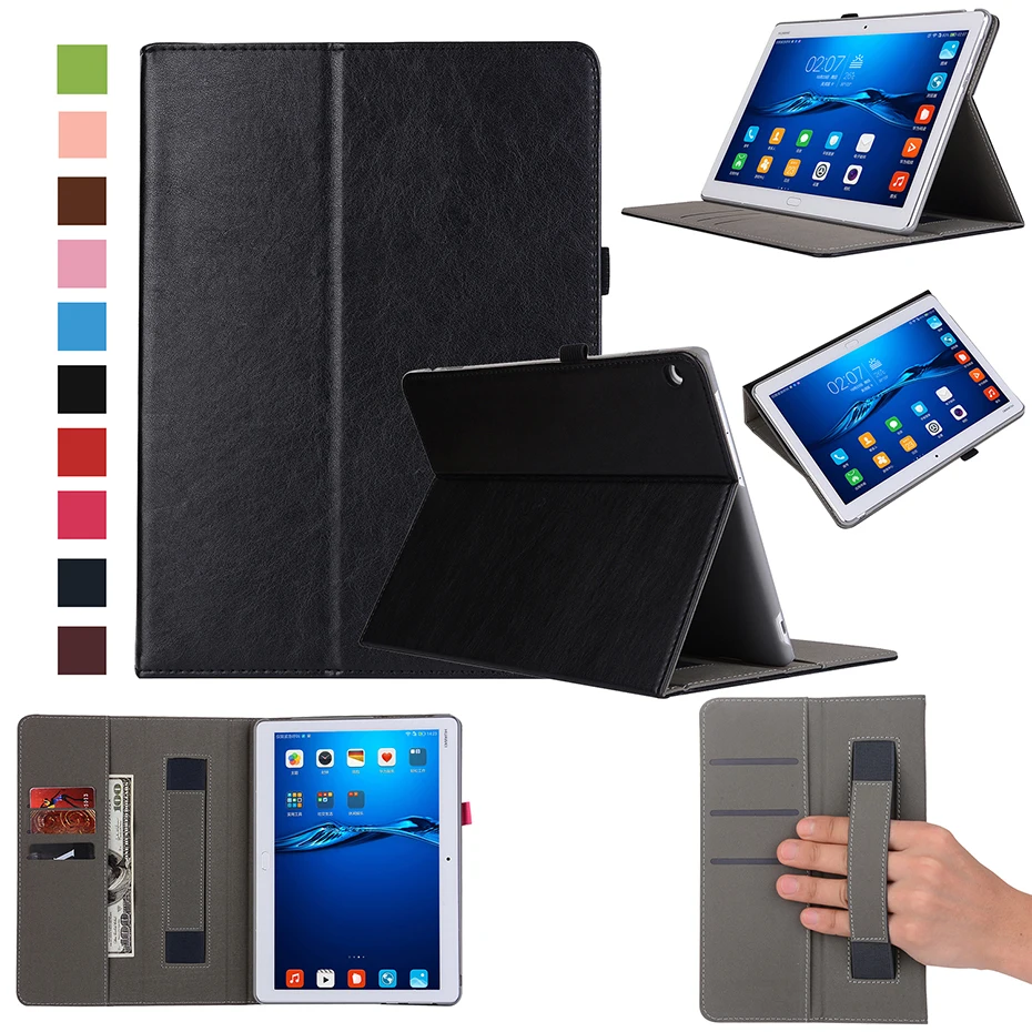 HWWP Black Полиуретан) с откидной крышкой с функцией подставки для huawei MediaPad M3 Lite 10 WP Honor Waterplay 10,1 Smart Cover с ручной противоударный чехол из искусственной кожи чехол - Цвет: HWWP Black