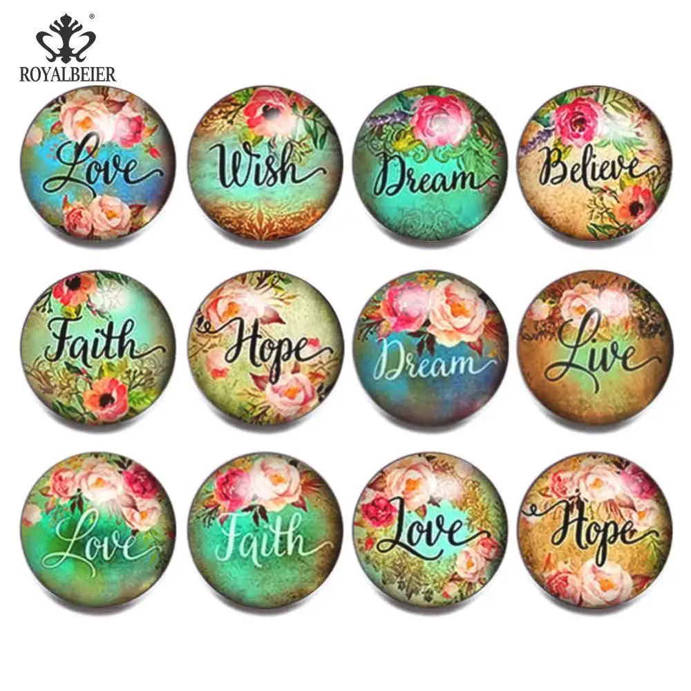 KZ0990 Royalbeier 12pcs Cartoon Snap Buttons Fox Print Glass Cabochon Fit Snap Bracelets Necklace 18mm Beads Charms DIY Jewelry Buttons - Окраска металла: KZ0990