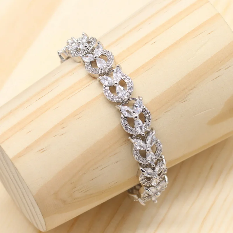 Женский комплект ювелирных изделий из белого красного серебряного цветов с