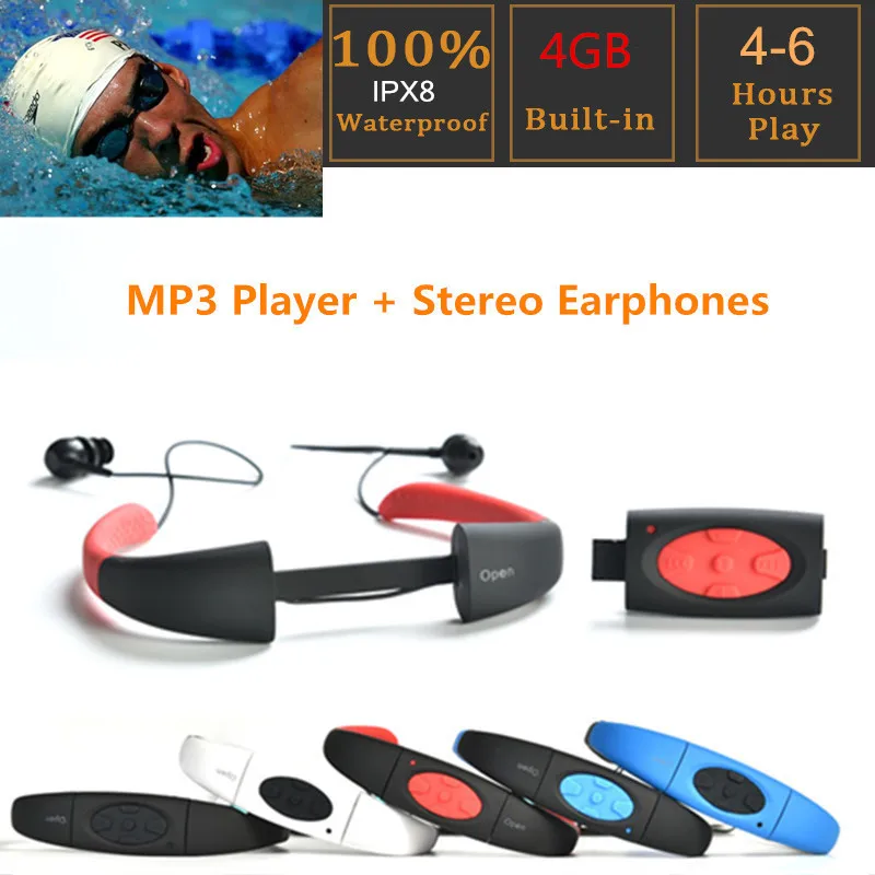 Новинка спортивная водонепроницаемая стерео гарнитура Askmeer 3 M 4 Гб mp3 плеер с FM