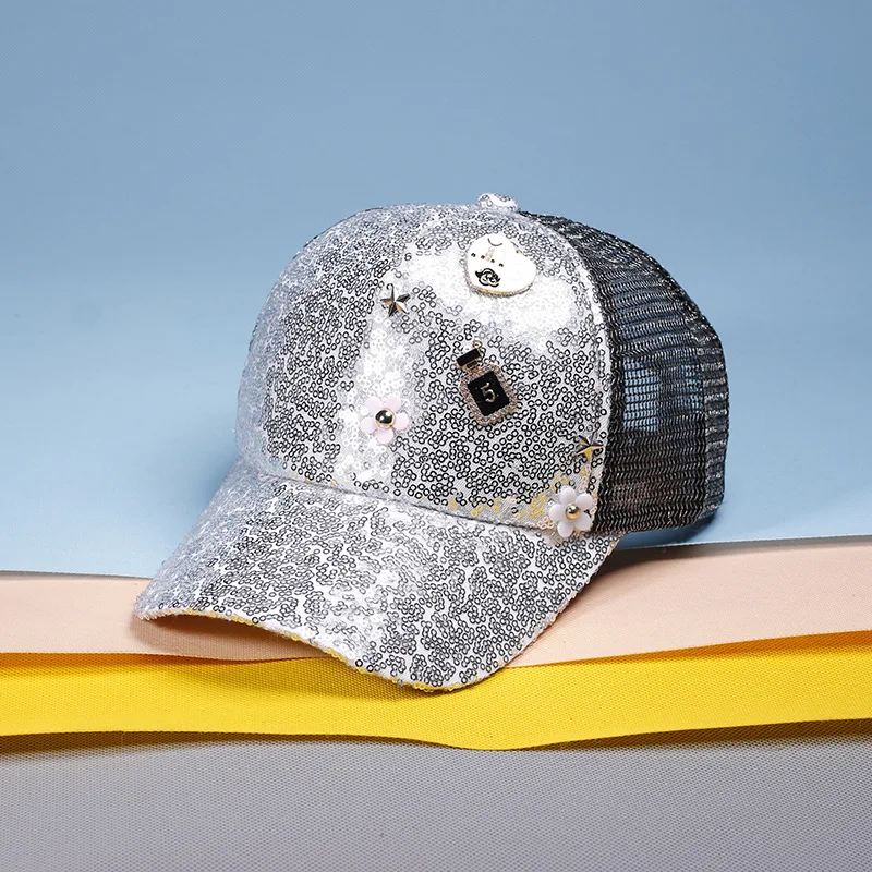 Новый для взрослых блеск Блёстки Кружево Snapback Бейсбол шляпа Для женщин летние