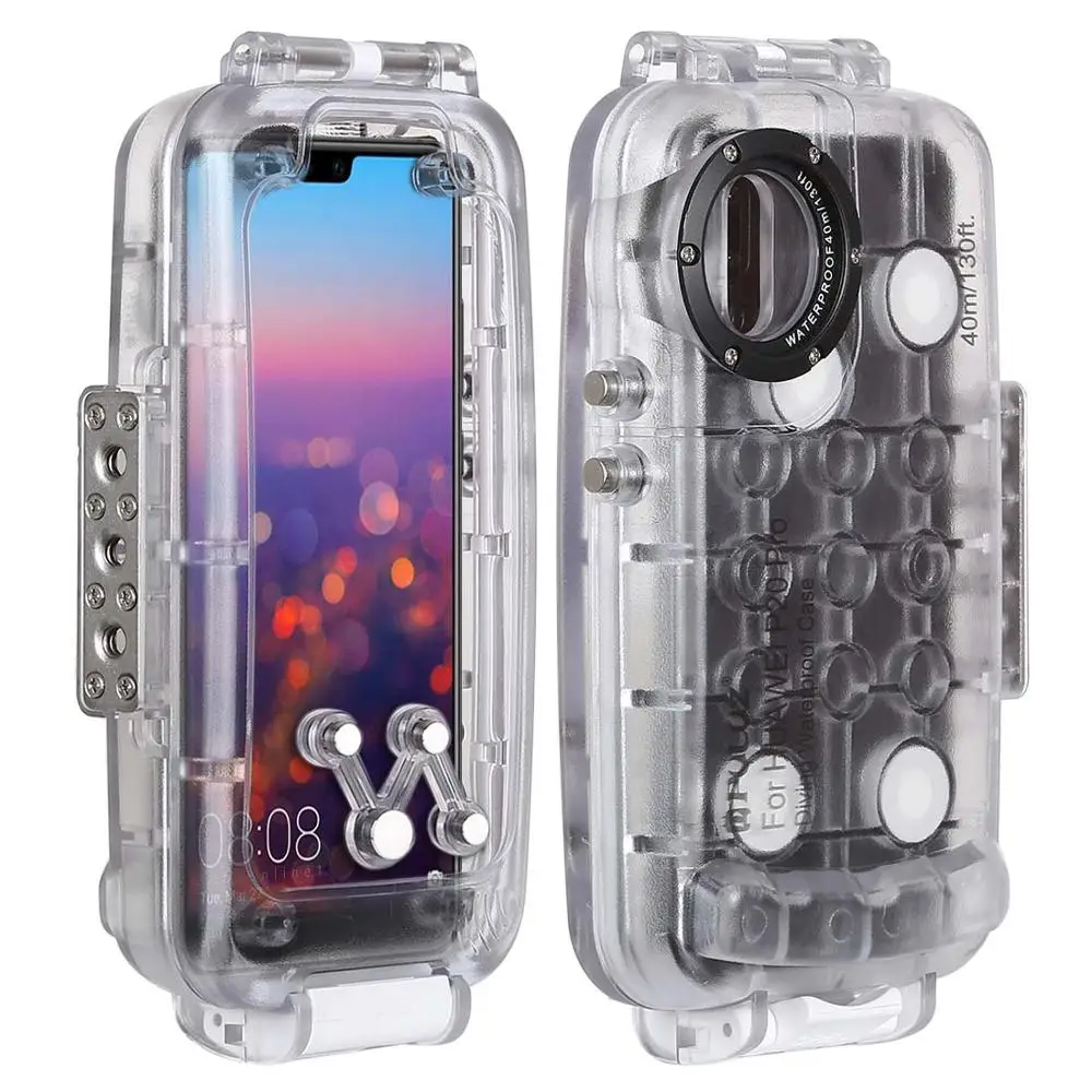 Прозрачный PULUZ для huawei P20/P20 Pro Чехол для дайвинга mate 20 Pro 40 м/130 футов Водонепроницаемый чехол для фото и видео для подводного плавания - Цвет: Прозрачный