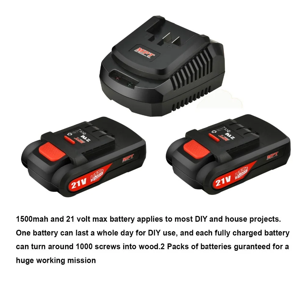 MPT 21V Max 3/8 дюйма компактный беспроводной набор электродрелей с двумя
