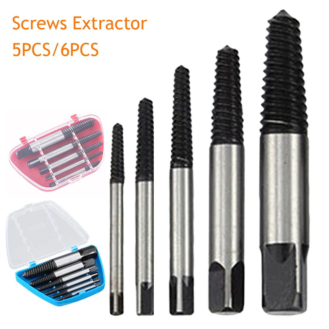 

Drill Bit 5pcs/6pcs Screw Extractor Broken Bolt Remover Drill Guide Bits Set Drill Bits Easy Out Remover With Case