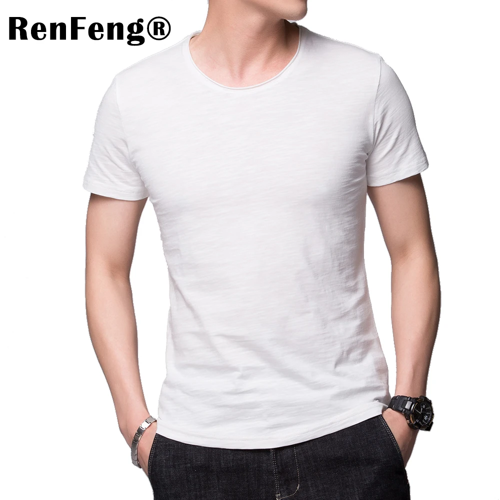 Летняя простая футболка толстовка из бамбукового хлопка дышащая мужская одежда