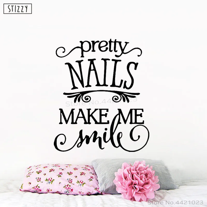 L822 Black Настенная Наклейка stizzy Girls Nail beauty Salon виниловые наклейки на стену цитаты красивые ногти Make Me Smile Window Art Фреска плакат DIY B911 - Цвет: L822 Black