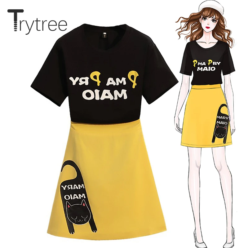 Trytree 2019 летний женский комплект из двух предметов повседневный топ с круглым