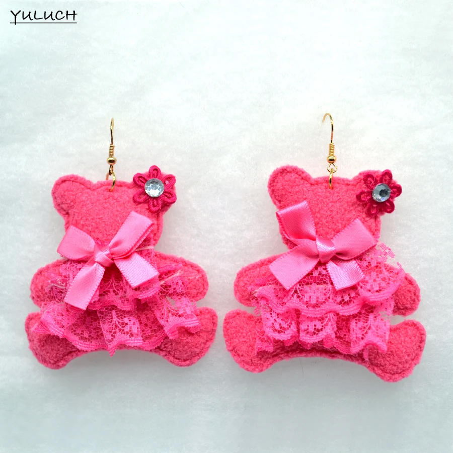Модные ювелирные изделия милые розовые серьги в виде мишки новый дизайн|earring lot|bear