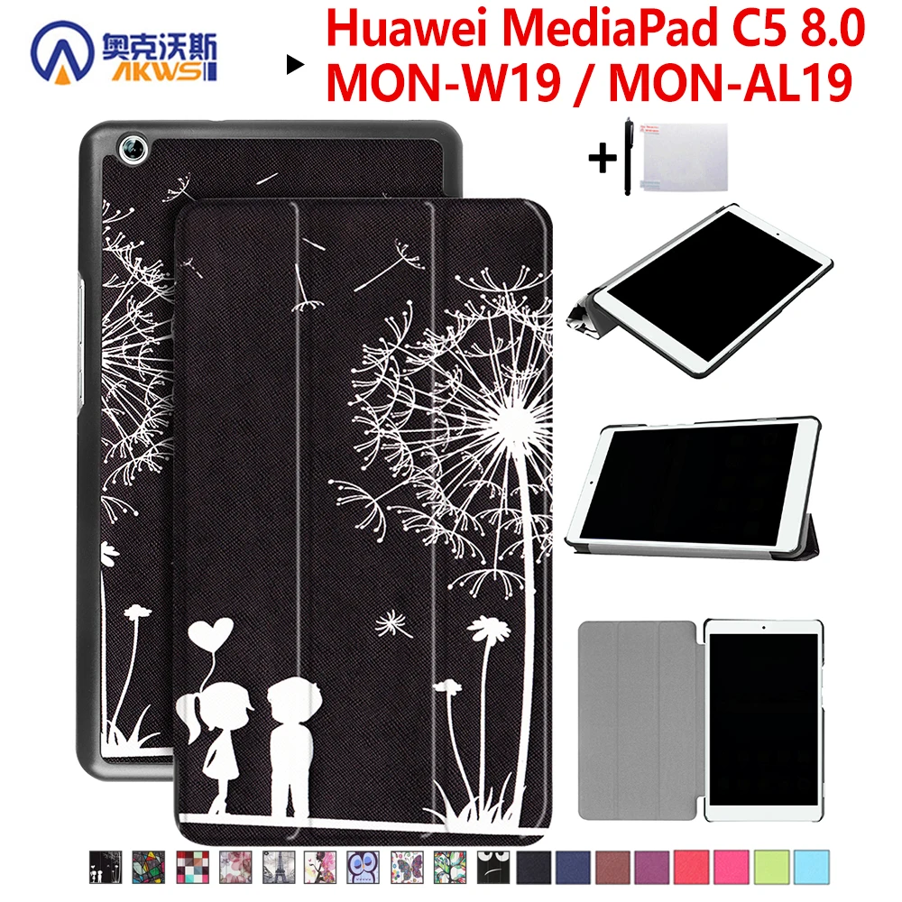 Ходунки PU чехол для нового huawei MediaPad C5 8 0 MON W19 AL19 планшета Mediapad M3 Lite + подарки|Чехлы