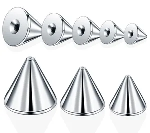 Серьги-гвоздики из стали для пирсинга носа, 100 шт.лот, серьги-подвески с конусными шариками, сменные насадки, 14 г, 16 г