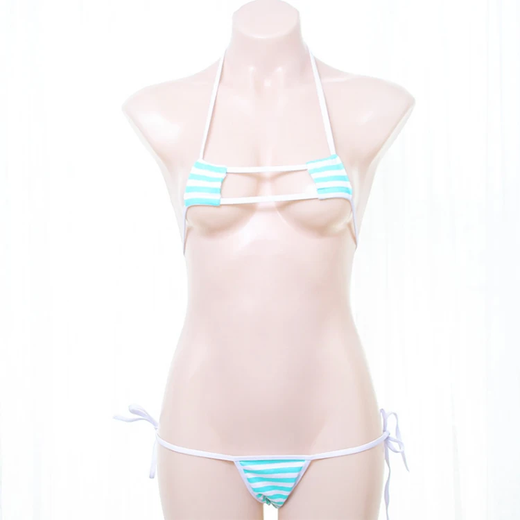 Bra and Panty Размеры короткая футболка с героями из японского аниме «Стиль Полосатое белье комплект с бюстгальтером из хлопка harajuku милые привлекательные чехлы с названием песни «Hatsune Miku бикини розового и голубого цвета, нижнее белье Косплэй - Цвет: Bra and Panty